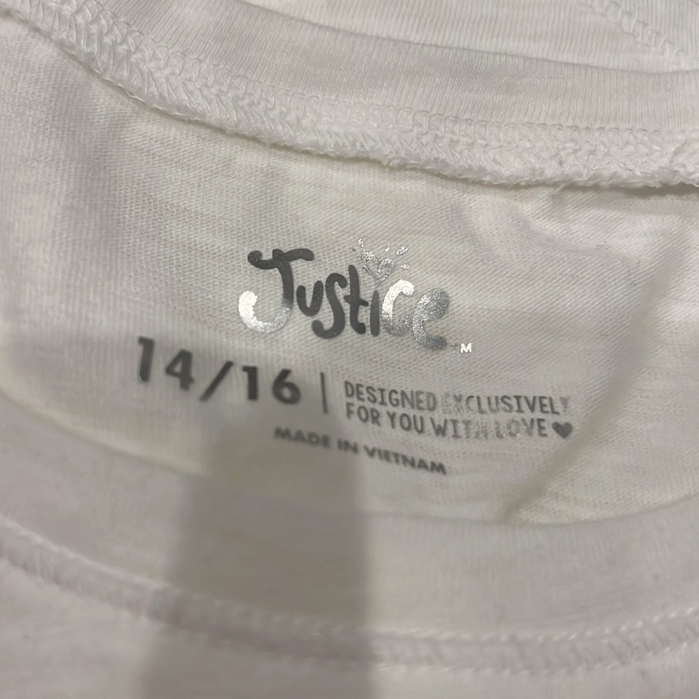 Justice long sleeve top white 14/16 - Picture 2 of 3